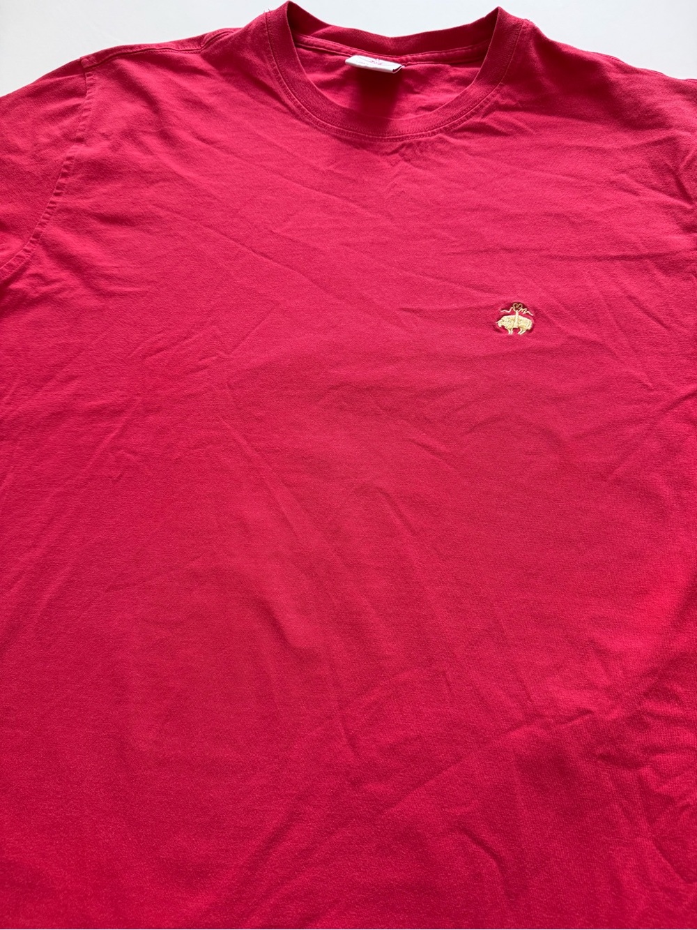 Men's Brooks Brothers Red Crew Neck T-Shirt with Embroidered Logo - Size XL